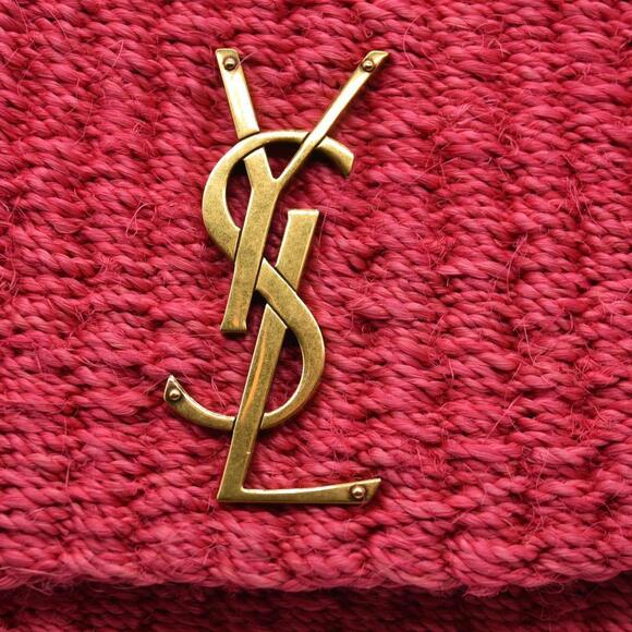 Saint Laurent ﻿Medium Kate Raffia Shoulder Bag Pink Glo - Picture 7 of 15